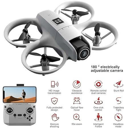 Dual-Camera Optical-Flow Drone with LED Guards – Stable & Beginner-Friendly Quadcopter - FYNXORA