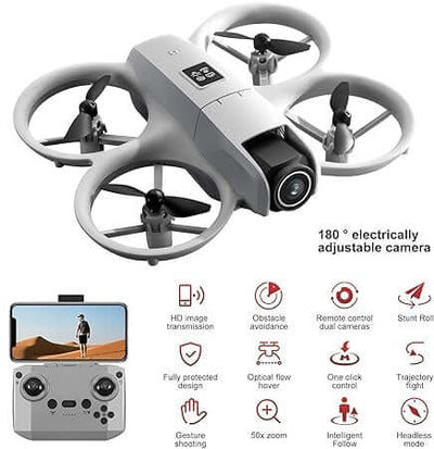 Dual-Camera Optical-Flow Drone with LED Guards – Stable & Beginner-Friendly Quadcopter - FYNXORA